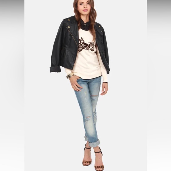 Volcom Bad Toda Stone Cream Motorcycle Print Sweater Size Small Medium - Picture 14 of 14